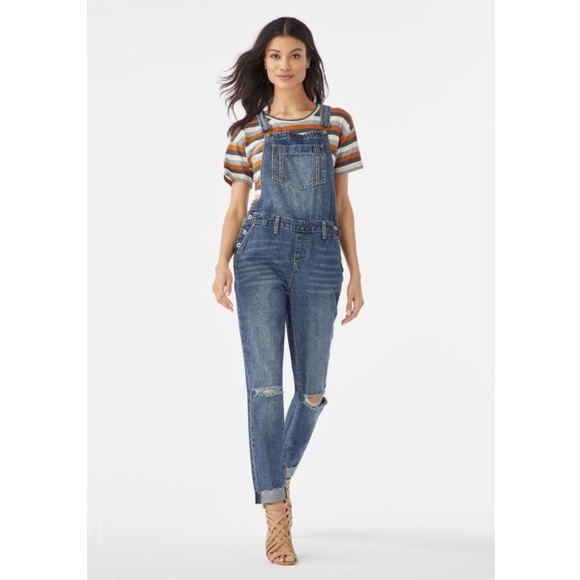 bright blue overalls